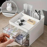 Double Layer Plastic Storage Organizer Rack | Cosmetic Makeup Box, Kitchen & Bathroom Shelf Holder | Desk & Office Supplies Storage
