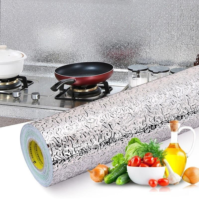 Self-Adhesive Kitchen Oil-Proof Sticker Roll – Waterproof Aluminium Foil