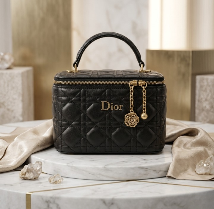 Imported Synthetic Leather Beauty Bag – Black