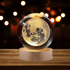 3D Galaxy Crystal Ball Moon Lamp with Wooden LED Base | USB LED Night Light for Bedroom & Home item