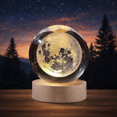 3D Galaxy Crystal Ball Moon Lamp with Wooden LED Base | USB LED Night Light for Bedroom & Home item