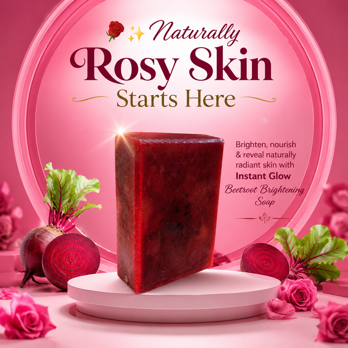 Instant Glow Beetroot Brightening Soap – Natural Face &amp; Body Care